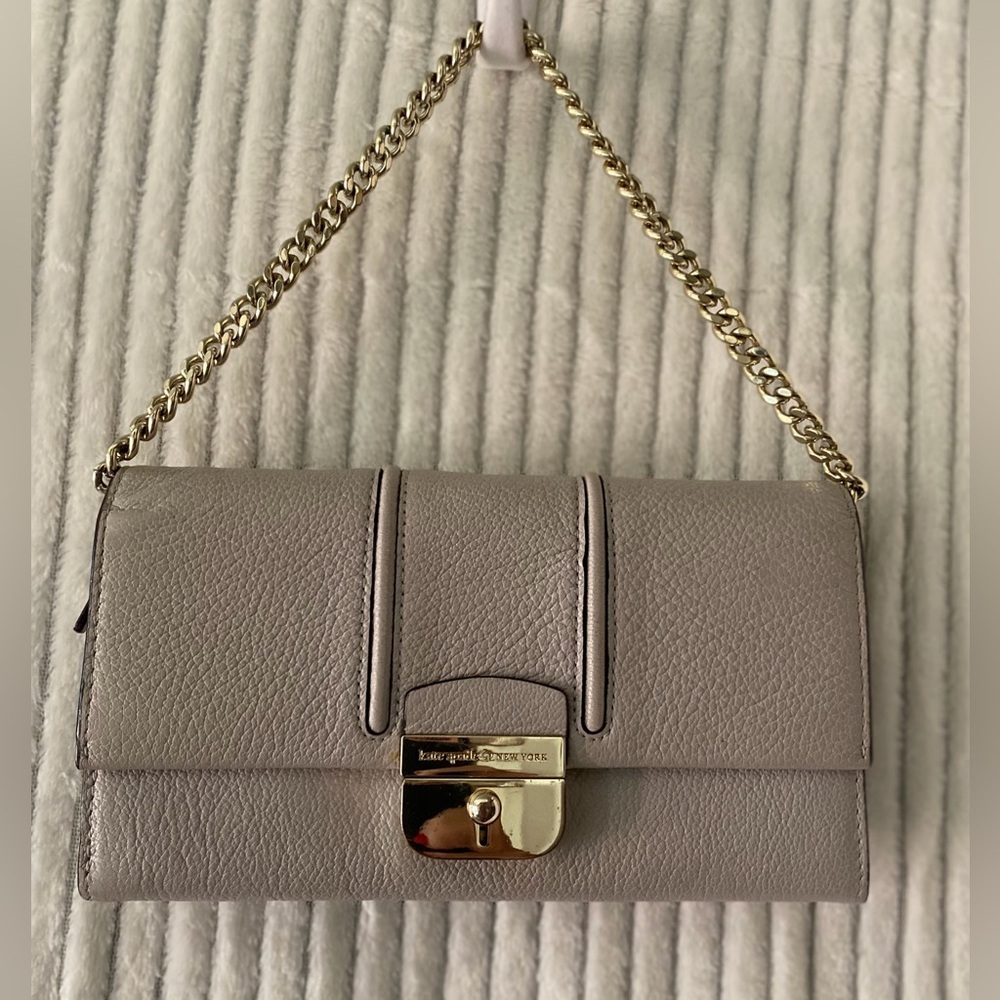 Kate Spade Gray Shoulder Bag with Gold Chain